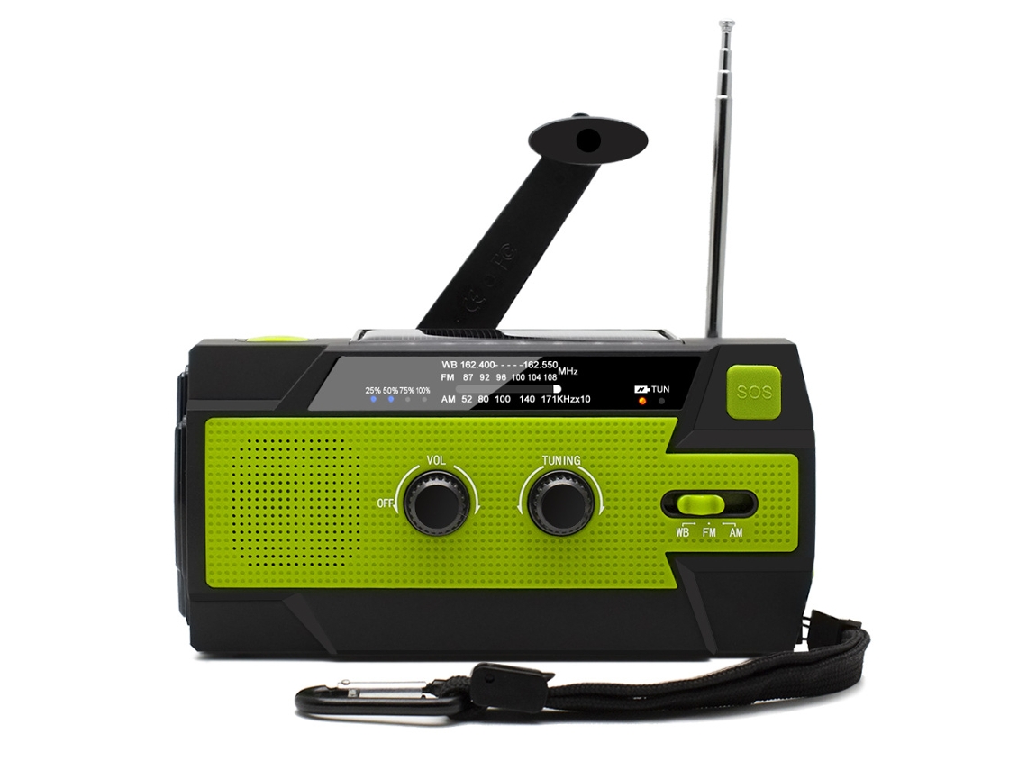 Rádio de Manivela com Células Solares, Lanterna e Bateria Externa de 2000mah AQUAFORGE