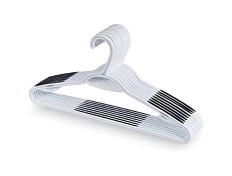 Conjunto de 8 Cabides de Plástico Antiderrapante DOMOPAK LIVING Branco