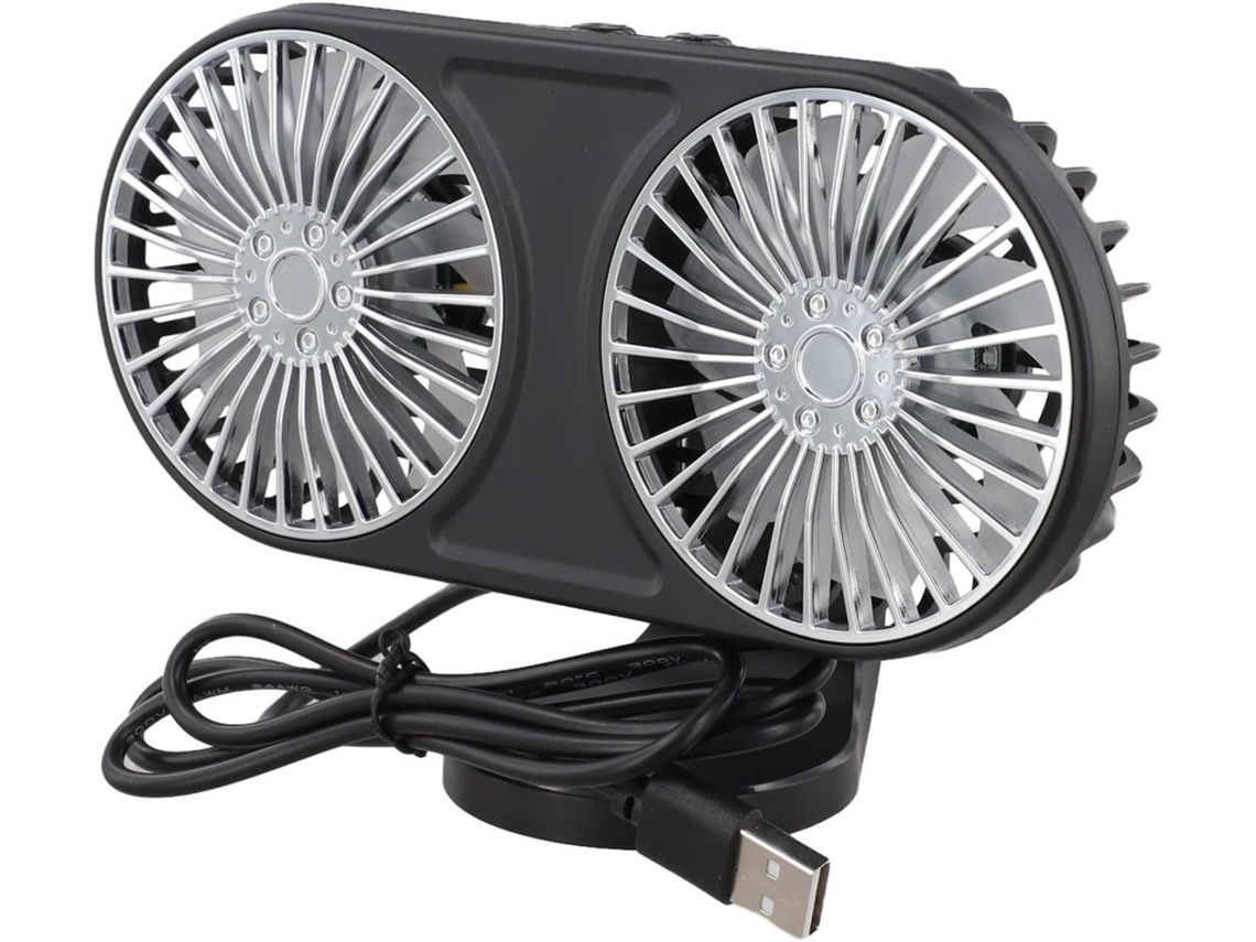 Ventilador Veicular Usb De Cabeça Dupla Com 3 Velocidades Rotação Para