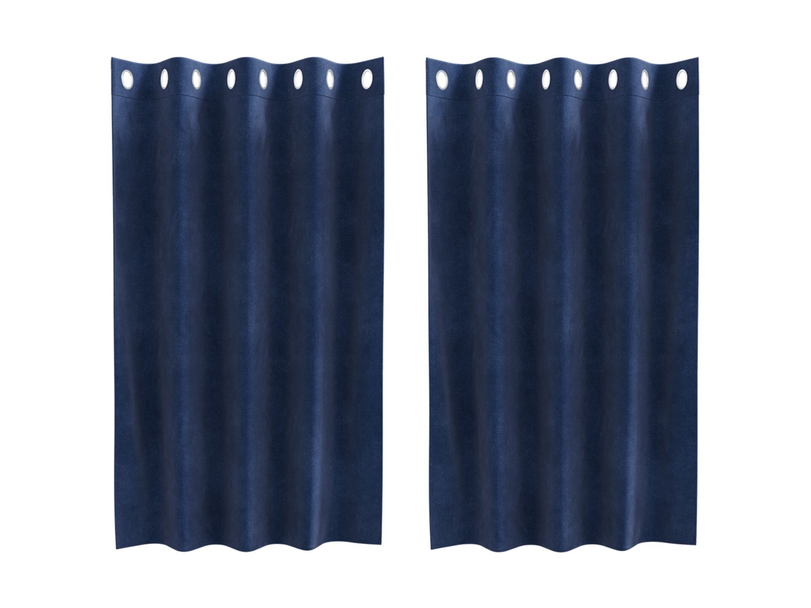 Conjunto 2 Cortinas Opacas Vidaxl Azul Veludo (140 X 140 Cm)