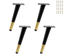 Pés Para Móveis, 4 Peças, Em Metal, 20 Cm, Cor Preto/dourado, Para Armários, Racks De Tv, Móveis