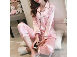 2026 pijamas de Manga Longa para Mulher Conjunto de Pijamas Noturno de Poliéster