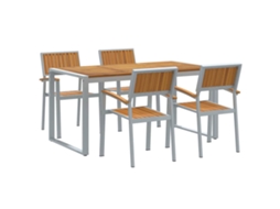 Conjunto 5 Conjunto De Jantar Para Jardim Vidaxl Cinzento Madeira De Acácia Maciça (160 X 80 X 75 Cm)