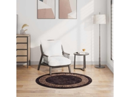 Vidaxl Tapete Lavável Φ120 Cm Preto E Dourado