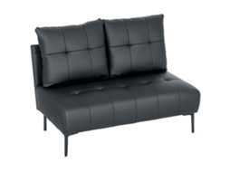 Sofá de 2 Lugares em Couro Sintético Sem Braços e Acolchoado com Botões, 115x73x83 Cm, Preto ZACHARY