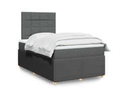 Vidaxl Cama Boxspring Com Colchão 120x190 Cm Tecido Cinzento-escuro