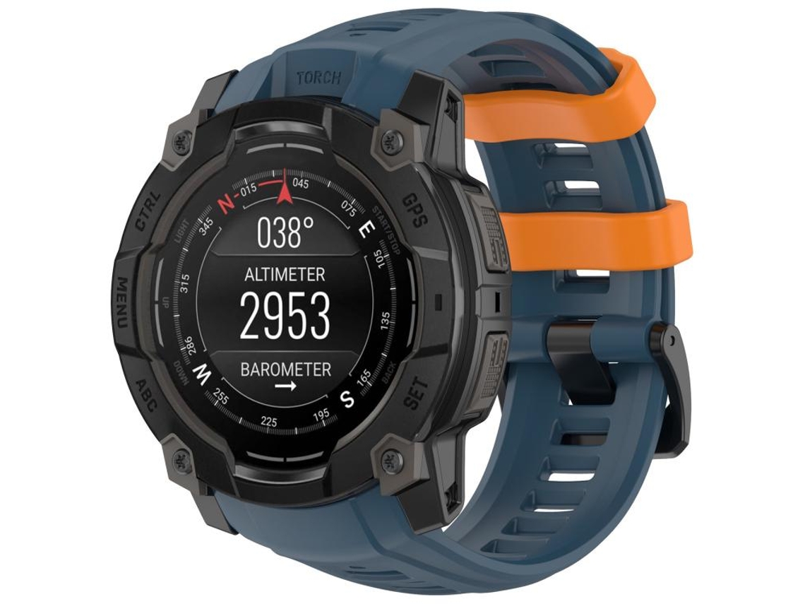 Bracelete para Garmin Instinct 3 Amoled / Solar Silicone Liberação Rápida Azul + Laranja XIAOMOYU (50mm)