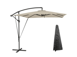 Guarda-sol Offset 247x247 Cm Base Cruz Manivela Rotação 360 Capa Protetora Cáqui