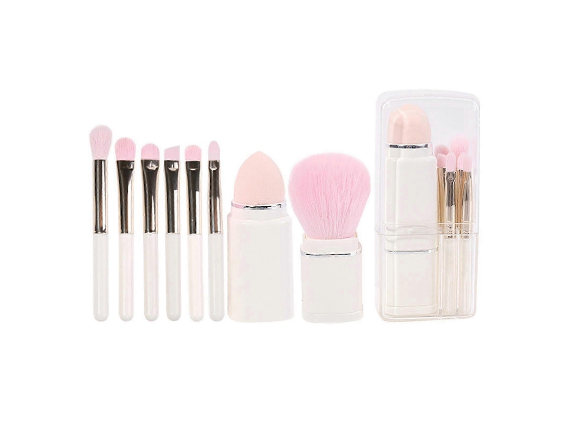Conjunto De 8 Pincéis De Maquiagem Com Cerdas Macias, Pincéis Retráteis Para Pó, Mini Pincéis Portáteis Para Viagem, Leite De Coco Branco Everley891