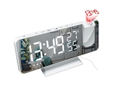 Rádio relógio de projeção, superfície elétrica do espelho do despertador digital do diodo emissor de luz para a composição com escurecimento, temperat