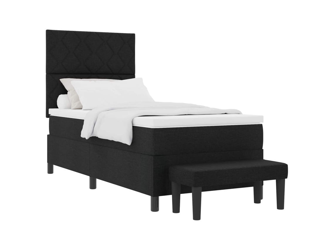 Cama Box com Cabeceira Preto 100 X 200 Cm Tecido MAISON EXCLUSIVE