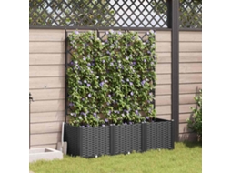 Vidaxl Vaso De Jardim 3 Unid. Preto 120 X 40 X 143 Cm Pp