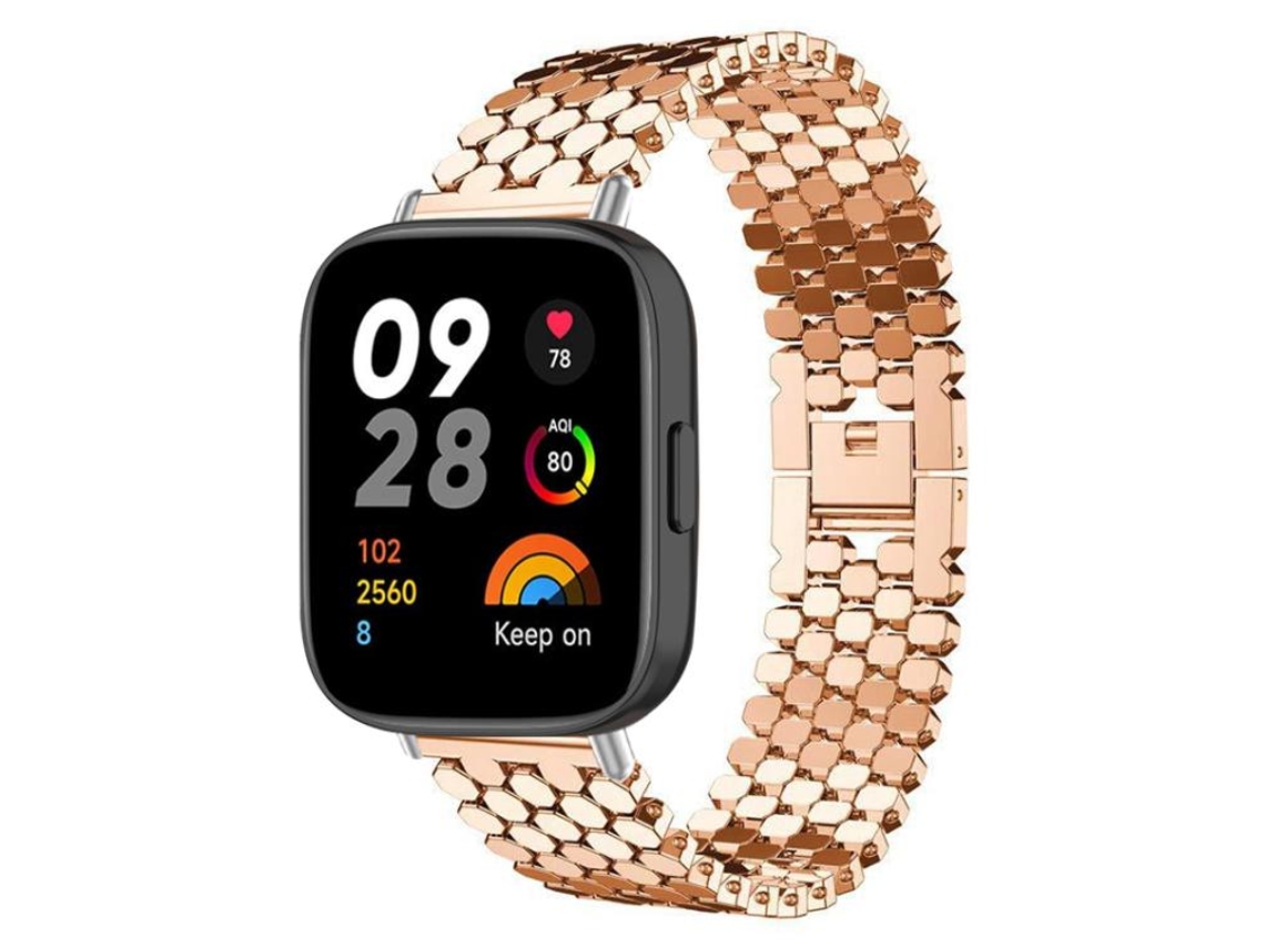 Bracelete para Redmi Watch 3 XIAOMOYU em Metal com Textura de Escamas de Peixe Ouro Rosa