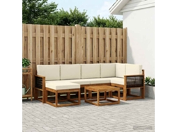 Vidaxl Conjunto De Sofás Para Exterior 7 Unid. Natural E Creme