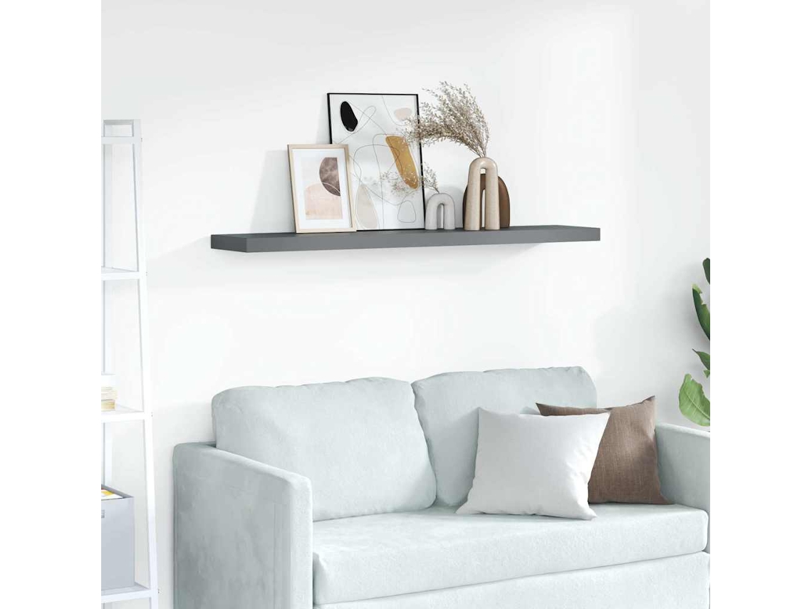 Vidaxl Prateleira De Parede Suspensa 120x23,5x3,8 Cm Mdf Cinzento