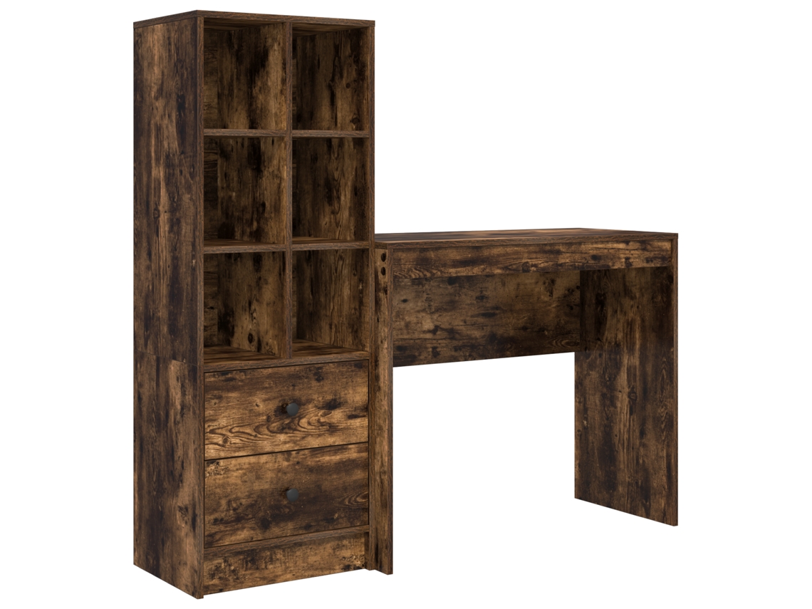 Conjunto 2 Escrivaninha De Escritório Vidaxl Castanho Derivados De Madeira (135,5 X 40 X 127 Cm)