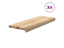 vidaXL Tapetes de escada 4 pcs 70x30x2 cm carvalho maciço não tratado