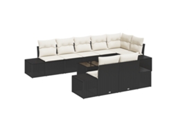 Conjunto 9 Sofá De Jardim Vidaxl Preto Vime Pe