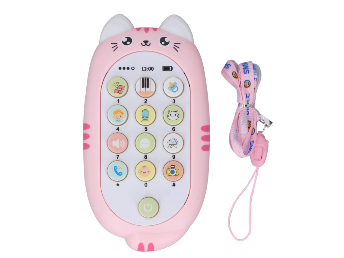 Rebe-juguete Telefone Bebê Para Morder Com Música, Canções E Luzes, Presente Para Meninas E Meninos De 1 Ano, Rosa