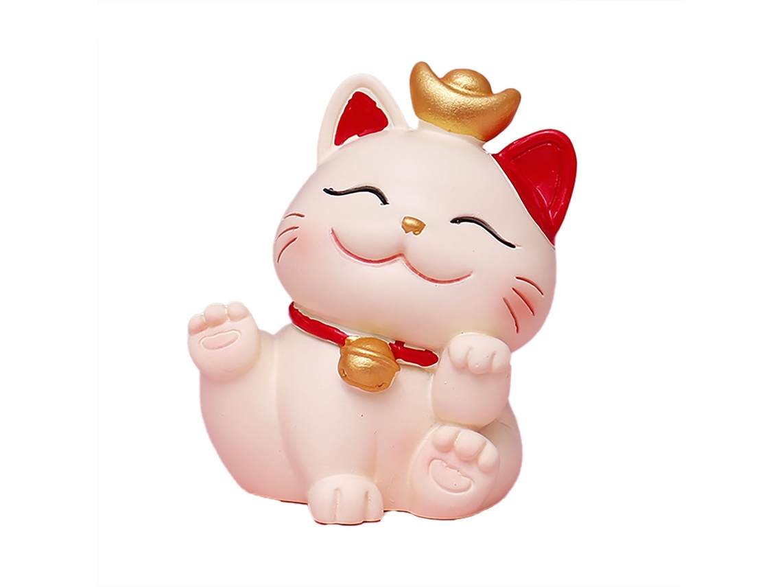 Ornamento de Gato da Sorte em Resina para Sala