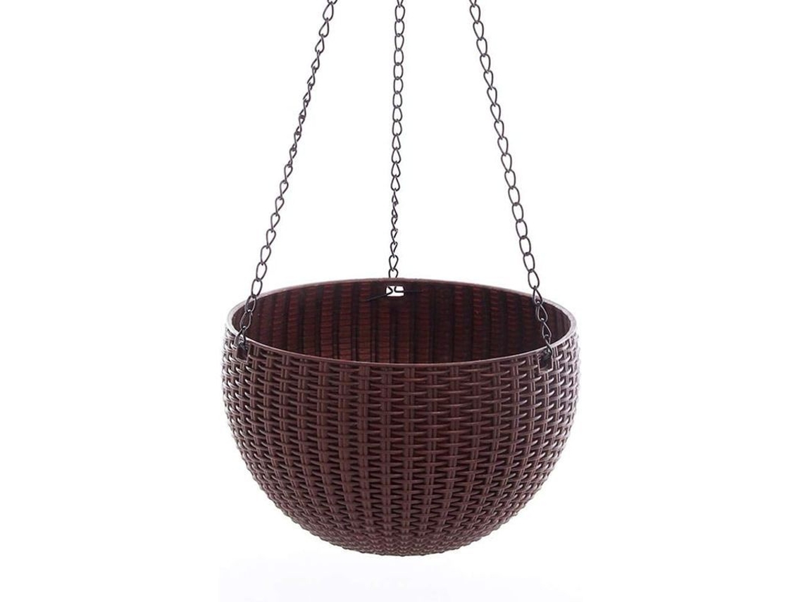 Maceta Colgante De Resina Con Diseño De Ratán, Para Plantas De Interior Y Exterior, Jardín Y Balcón