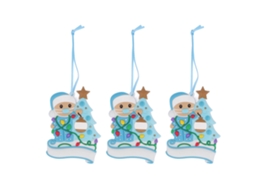 3 pingentes de boneco de neve com máscara PVC enfeite adorável para árvore de Natal azul | S/MARCA