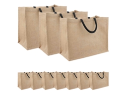 Vidaxl Bolsas De Juta 10 Natural E Preto 42 X 33 X 19 Cm