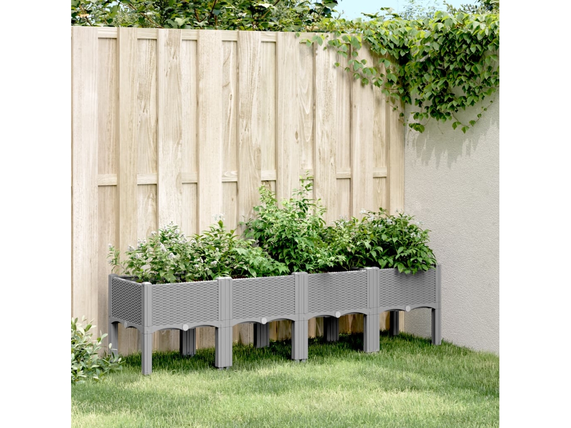 Vidaxl Vaso/floreira De Jardim C/ Pernas 160x40x42cm Pp Cinzento-claro