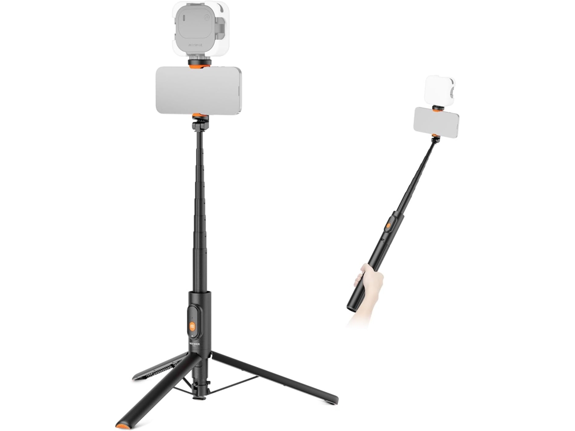 Tripé Para Selfie De 57,9" Com Suporte Para Celular E Controle Remoto Para Gravação De Vídeo (preto)