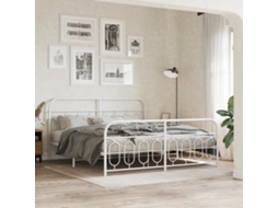 Estrutura De Cama Com Cabeceira E Pés 183x213 Cm Metal Branco