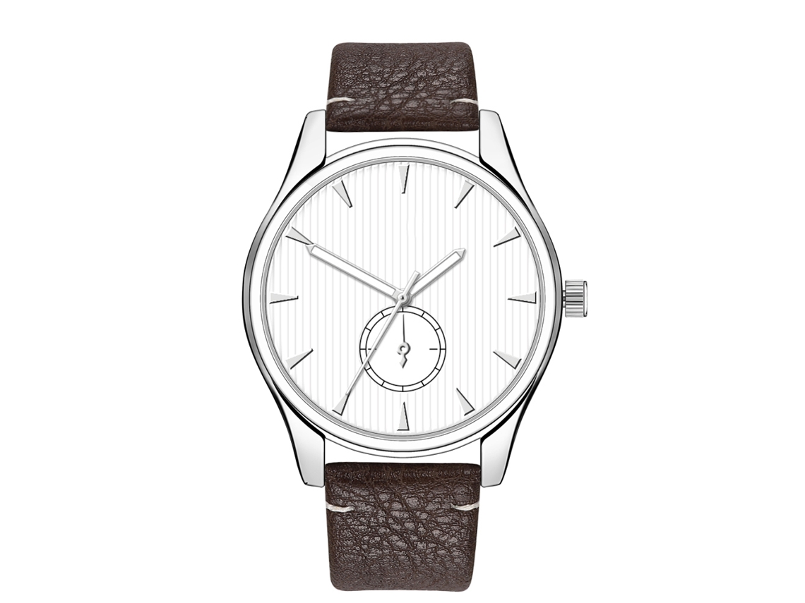 Relógio masculino moderno, pulseira simples em couro PU, mostrador redondo, quartzo marrom escuro.