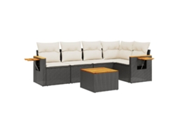 Conjunto 6 sofás de jardim c/ almofadões VIDAXL vime PE preto