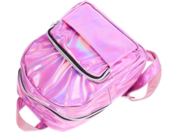 Mochila Escolar Rosa Em Couro Sintético Para Meninas, Com Zíper Suave.