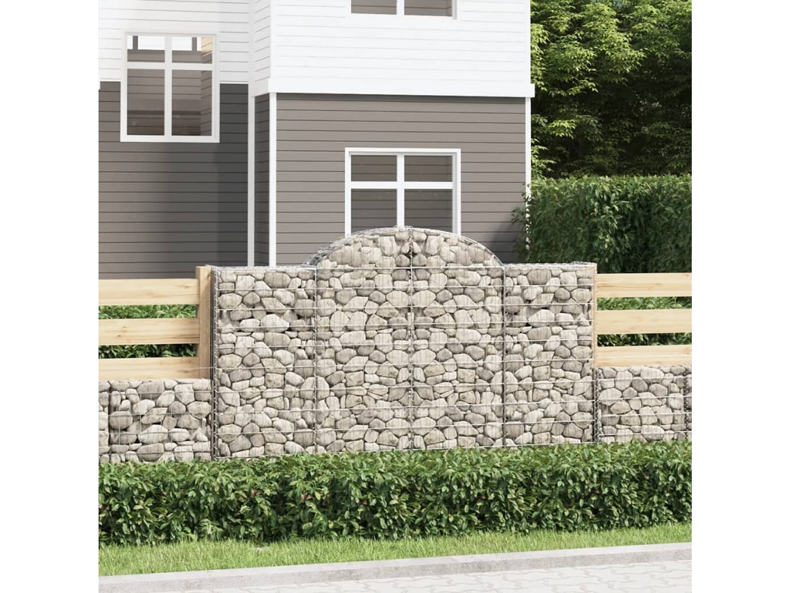 Vidaxl Cestos Gabião Arqueados 25 Pcs 200x30x120/140 Ferro Galvanizado