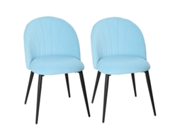 Conjunto De 2 Cadeiras De Jantar Estofadas Em Veludo Azul Com Encosto Em Concha,medidas 52x55x79 Cm Ideal Para Sua Sala