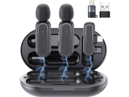Pacote Com 2 Microfones De Lapela Sem Fio, Redução De Ruído, Clipe De Lapela, Microfone Para Gravação De Vídeo (preto)