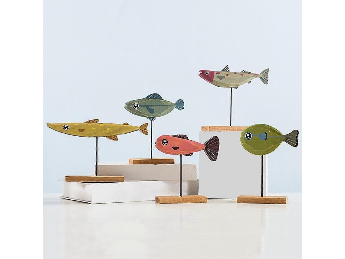 2x Enfeites De Peixe De Madeira Nrdica, Decorao Natalina Artesanal Para Mesa, Caf, Loja E Casa Hengjian