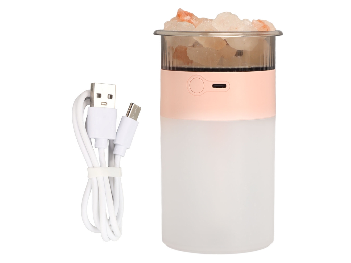 Umidificador E Difusor Rock Led Colorido Rosa 250ml