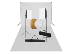 Vidaxl Kit Estúdio Fotográfico Com Softbox Iluminação/fundo/refletor