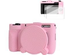 Capa Protetora Silicone HEXINYIGJLY para Canon Powershot V1acesso Tripétampa Objetiva, Películas Ecrã Rosa
