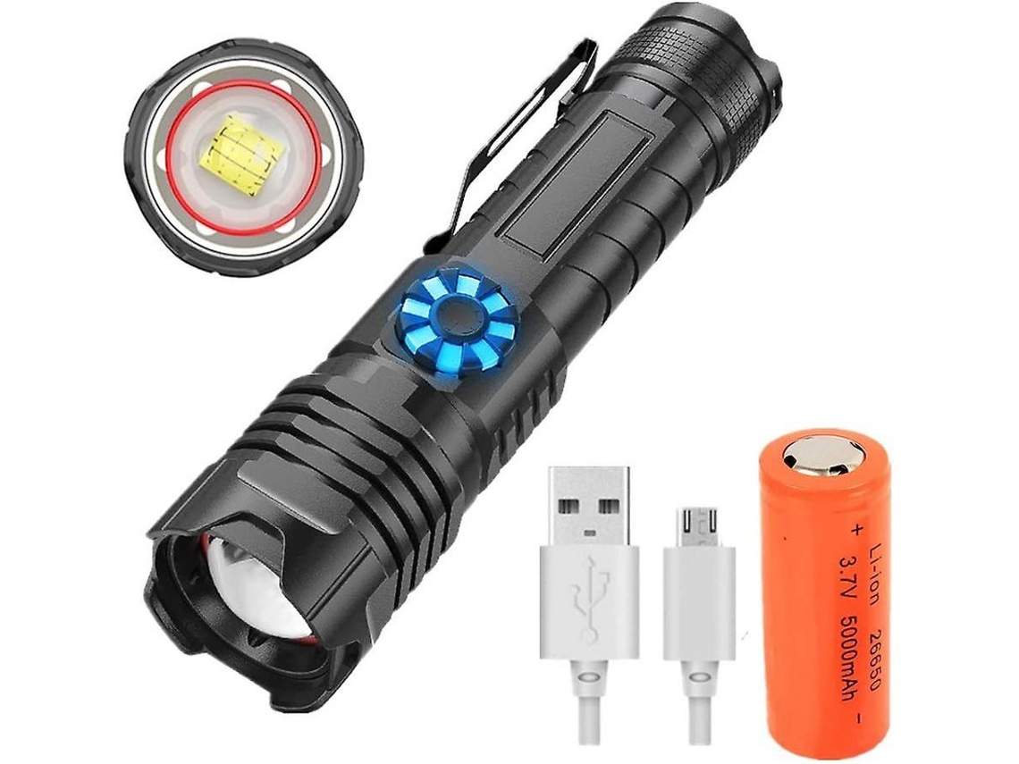 Lanterna Led Xhp99 10000lumens Recarregavel 5modos Zoomable Ipx8 Camping/ar Livre/dentro Casa Preto Yizhood