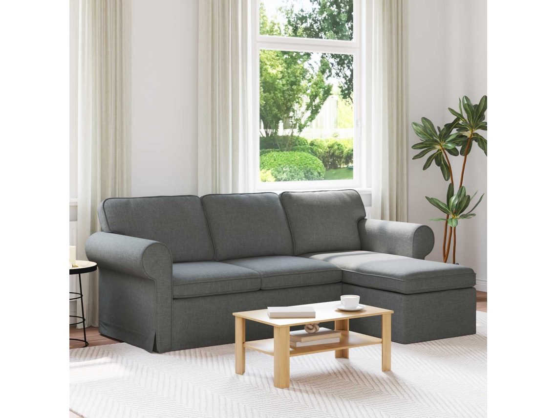 Vidaxl Sofá Cinza Escuro 215 X 138 X 80 Cm Tecido