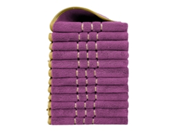 Conjunto de 12 Peças Toalhas de Mão em Fleece Coral, Macias e Absorventes,roxo,34x34cm GERTIZ