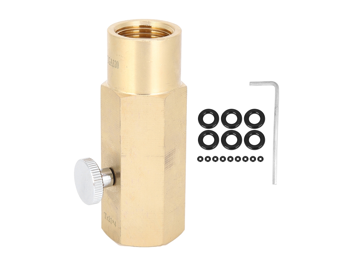 Conector de válvula de inflação de dióxido de carbono para equipamentos de fabricação de cerveja, adaptador de latão TR21-4 para CGA320