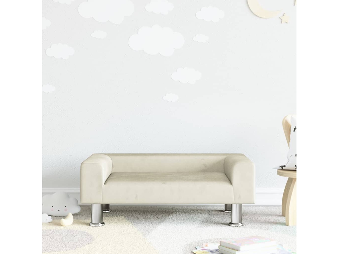 Sofá Infantil 70x45x26,5 Cm de Veludo Cor Creme Wsd545483 Adorável Casa