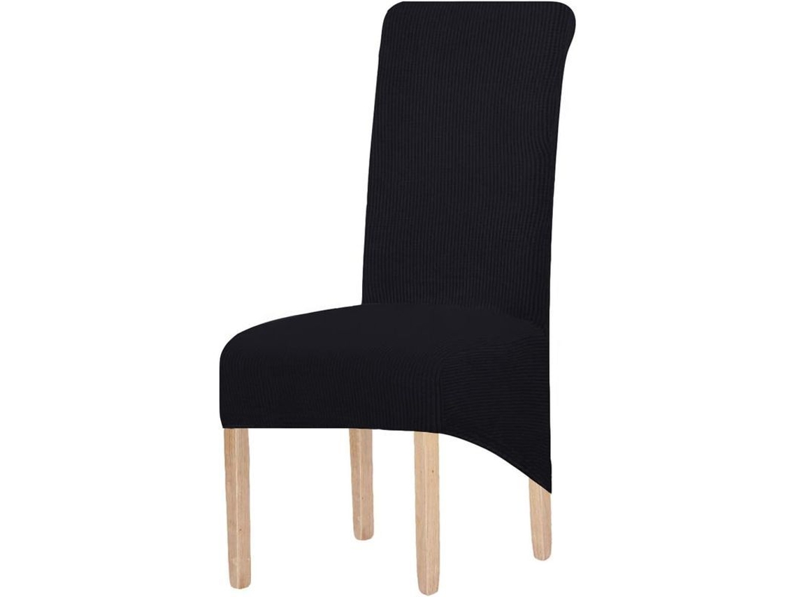 Funda Para Silla De Comedor Jacquard Elástica Grande (preto, 2 Peças)