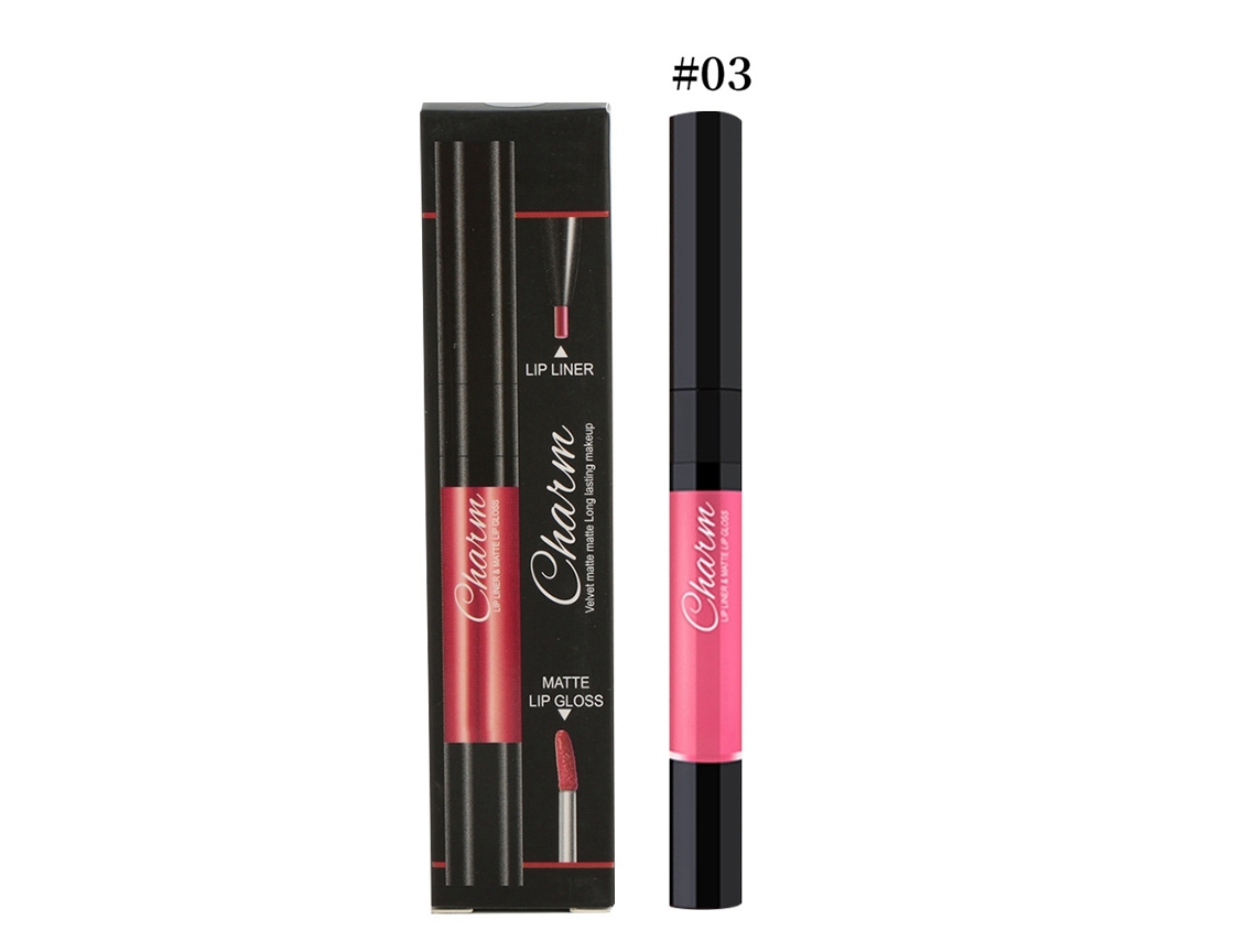 2 Em 1 Gloss Labial E Lápiz Labial De Longa Duração Lápiz Labial Líquido Ferramenta De Maquiagem 03