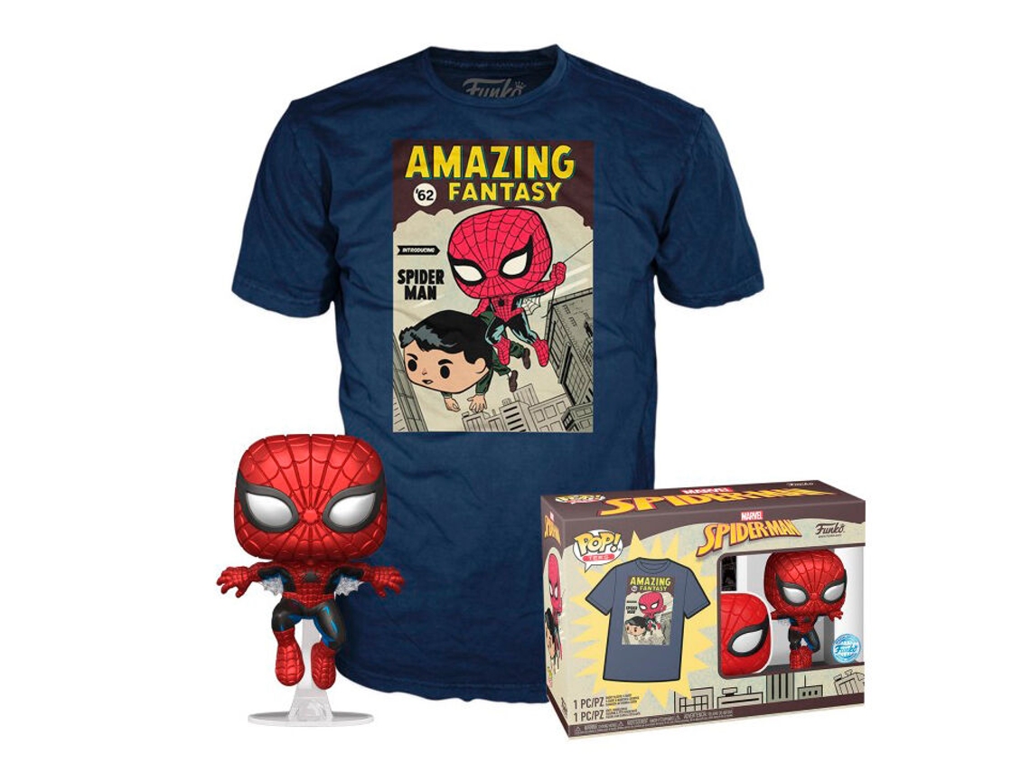 Set Figure Pop 38 Tee Marvel Spiderman Comic Cover Funko
