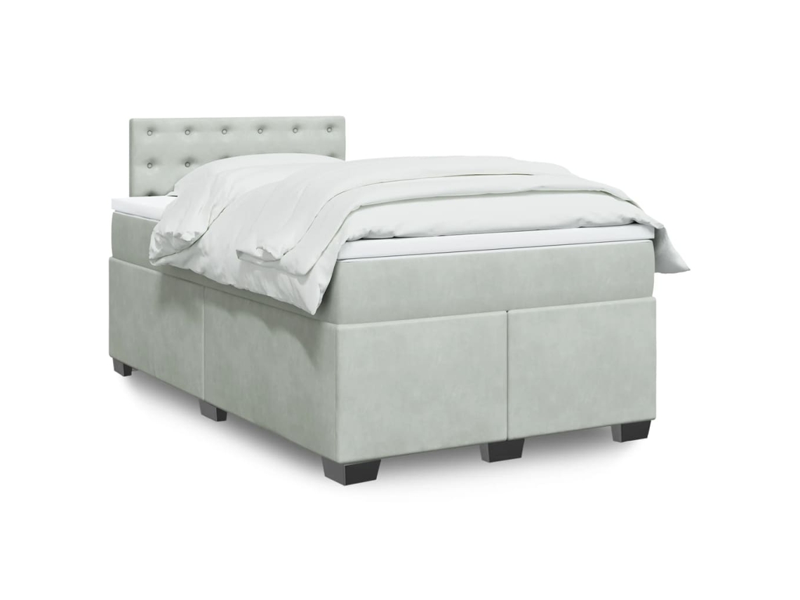Cama Boxspring Com Colchão 120x190 Cm Veludo Cinzento-claro