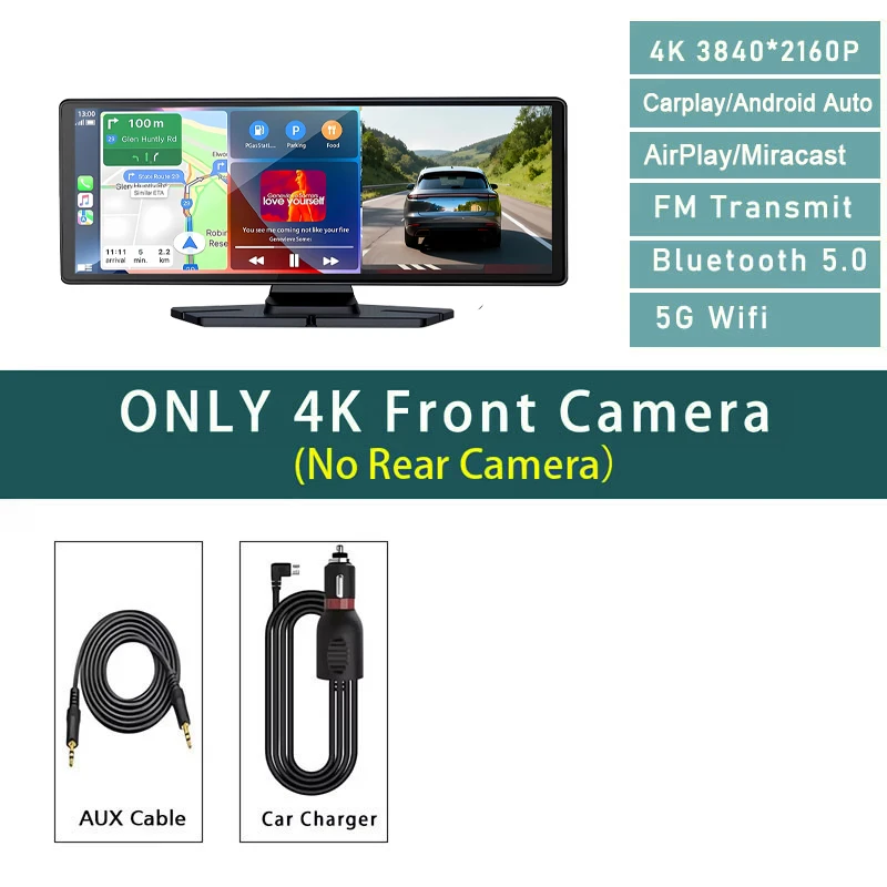 (sem Câmera Traseira) Câmera Veicular 4k, Carplay De 10,26 Polegadas Com Gps E Lente Dupla.